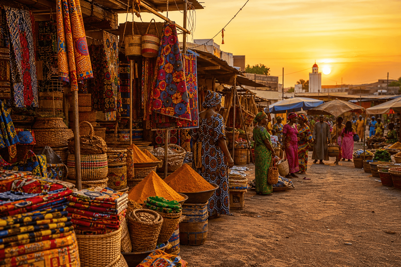 Marché coloré au Sénégal